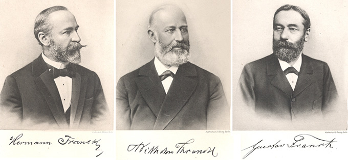 Hermann, Wilhelm und Gustav Franck kauften die leerstehenden Hallen der Waggon-Fabrik in Linz Hermann, Wilhelm und Gustav Franck kauften die leerstehenden Hallen der Waggon-Fabrik in Linz