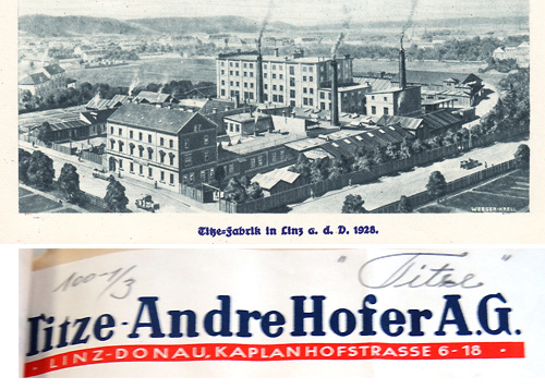 Titze-Fabrik in Linz, 1928. 1943 neuer Firmenname.